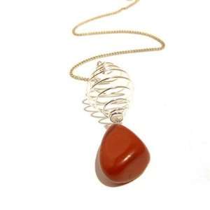   01 Witness Red Silver Cage Stone Quartz Rock 8.5 