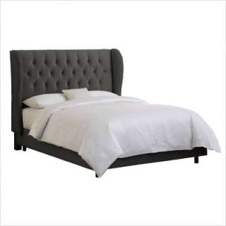 Skyline Furniture Tufted Wingback Bed in Velvet Black  