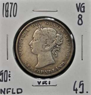 1870 Newfoundland 50 cent graded VG 8  
