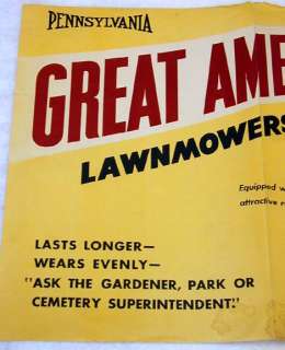   Poster Great American Ball Bearing Push Lawn Mower 1940s 50s  