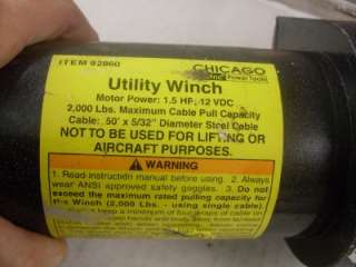 CHICAGO POWER 12 VOLT ELECTRIC UTILITY WINCH  
