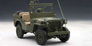 Autoart JEEP WILLYS ARMY GREEN WITH ACCESSORIES INCLUDED 74006 NIB 1 
