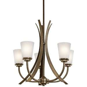 Coburn Collection 5 Light 24 Olde Iron Chandelier with White Textured 