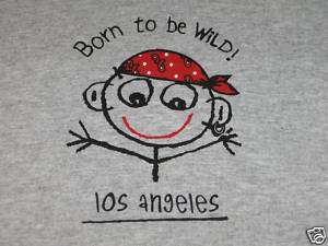 BORN TO BE WILD LOS ANGELES T SHIRT GRAY SIZE LARGE NEW  