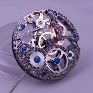 New Gun Metal Skeleton Handwind Movement   6497 style  