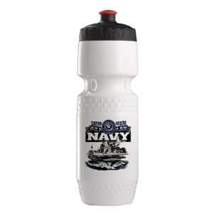   Water Bottle Wht BlkRed United States Navy Aircraft Carrier and Jets