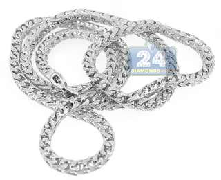 10K White Gold 12.00 ct Diamond Franco Mens Chain  