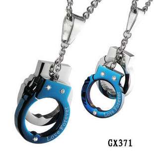 Titanium Steel Lover Couples Necklace Pendants GX371  
