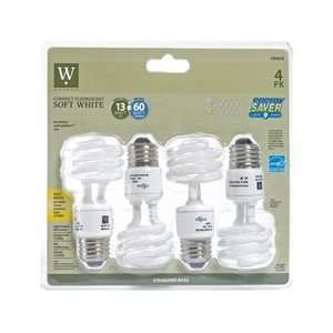  4Pk 13W Soft White CFL Bulbs