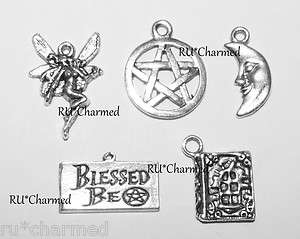   BLESSED BE   Wiccan Charm Findings   Pentagram   MooN   FaiRy  