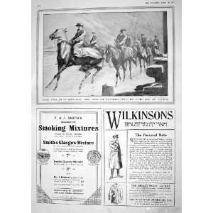   DAMAGED PRINT 1917 NEWMARKET HORSE RACE GIRLS EXERCISE