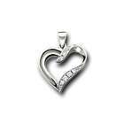 14K Solid White Gold Round CZ Fancy Heart Charm Pendant