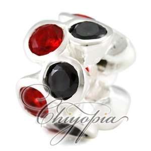  Red & Black CZ Spinning Wheel Chiyopia Pandora Chamilia 