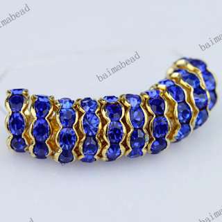  Wholesale Colorful Crystal Golden Spacer Loose Bead Jewelry Findings 