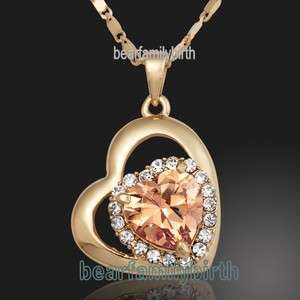 18K Yellow gold GP SWAROVSKI Crystal heart necklace 745  