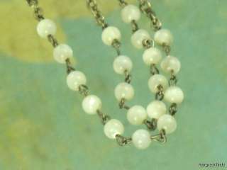 VINTAGE 925 STERLING SILVER & MOTHER OF PEARL ROSARY  