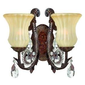   Light Wall Sconce in Venetian Copper with Antique Amber Scavo glass