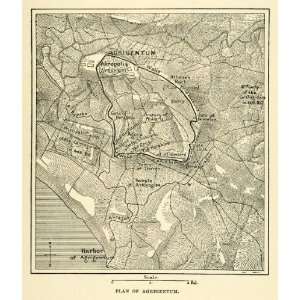   Athene Rock Temple Akragas Map   Original Engraving