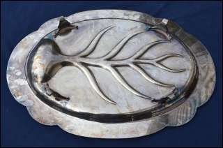 Large Wallace Silver Plate Gadroon Edge Footed Master Meat Platter 