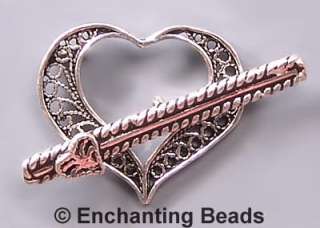 Filigree Heart Sterling Silver Toggle Clasp #798 (1)  