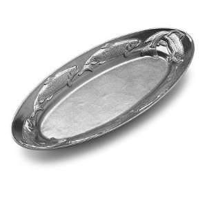  Wilton Armetale Cabin Home Creel and Trout Large Oval Tray 