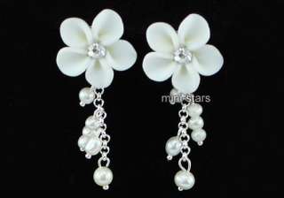 White Rose Necklace Bracelet Earrings Set 