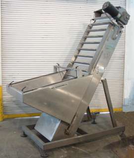 Del Packaging 24 Stainless Flighted Incline Conveyor  