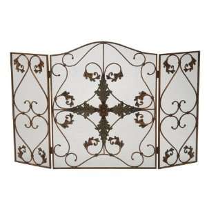 Fold Arched Antique Copper & Patina Screen 