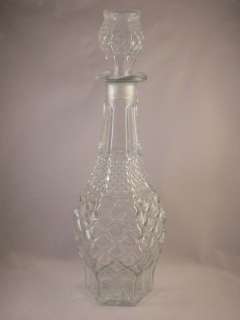 Vintage Clear Pressed Glass Whiskey Wine Liquor Decanter Bottle 