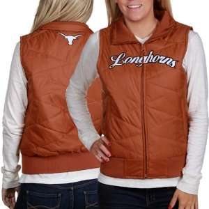Texas Longhorns Ladies Burnt Orange Full Zip Bubble Vest (Small 
