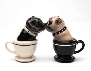TEA CUP PUGS DOG CUTE MAGNETIC SALT PEPPER SHAKERS  