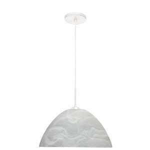   White Porto Contemporary / Modern Single Light Pendant with Marble