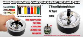 PUSH DOWN ASHTRAY WITH SPINNING TRAY FREE BIC LIGHTER  