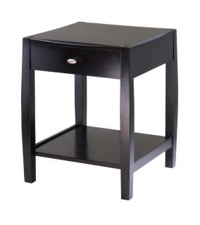 Cleo Accent End Table Espresso Wood Drawer For Storage  