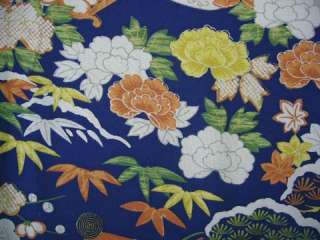 91106C Vintage Japan Kimono KOMON dyed Bright Blue Silk  