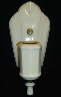 Pair Vintage Porcelain Bathroom Light Scones  