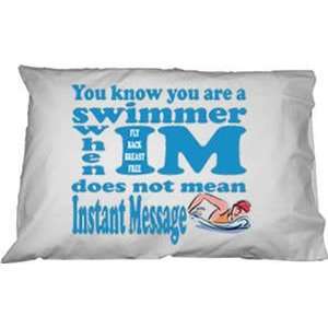  1 Line Sports I.M. Swimmer Pillowcase WHITE/BLUE 30 LONG X 
