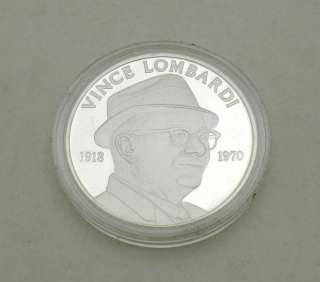 GREEN BAY PACKERS VINCE LOMBARDI 1 OZ .999 SILVER COIN & STAMP~ #1026 