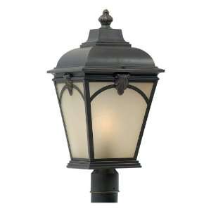 Quoizel Gatehouse 21 Inch Large Post Lantern with Cream Seedy Glass 