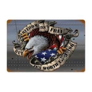   Freedom Isnt Free American Eagle Military Metal Sign