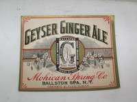 Antique 1920s Geyser Ginger Ale Soda Bottle Label NOS  