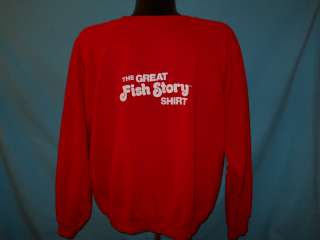 vintage GREAT FISH STORY MEASUREMENT RED SWEATSHIRT XL  