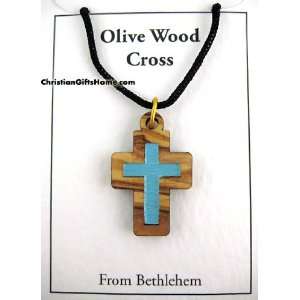  Olive Wood Cross Necklace From Holy Land 