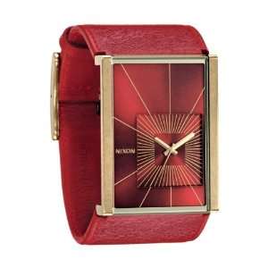  Nixon Motif Watch   Womens Antique Gold / Red, One Size 