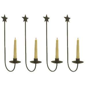 Rustic Star Wall Taper Candle Holder Sconce, Set of 4  
