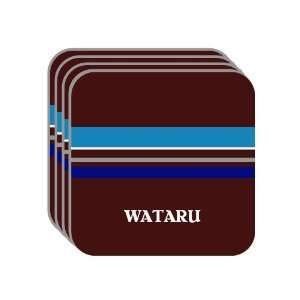 Personal Name Gift   WATARU Set of 4 Mini Mousepad Coasters (blue 