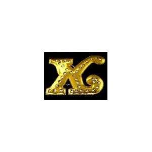Initial Monogram Letter X Cursive Gold Finishing Rhinestone Belt 