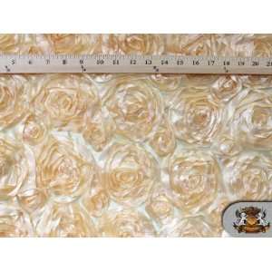   Satin Light Yellow Rosette Fabric / 58 60 Wide / Sold By the Yard