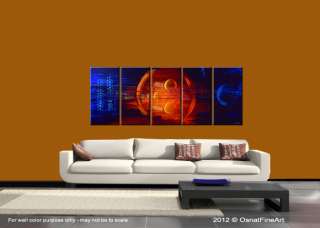 ORIGINAL abstract painting modern fine art stars space planets blue 