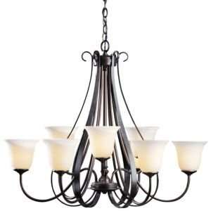  Sweeping Taper Nine Arms Glass Chandelier  R080684 Finish 